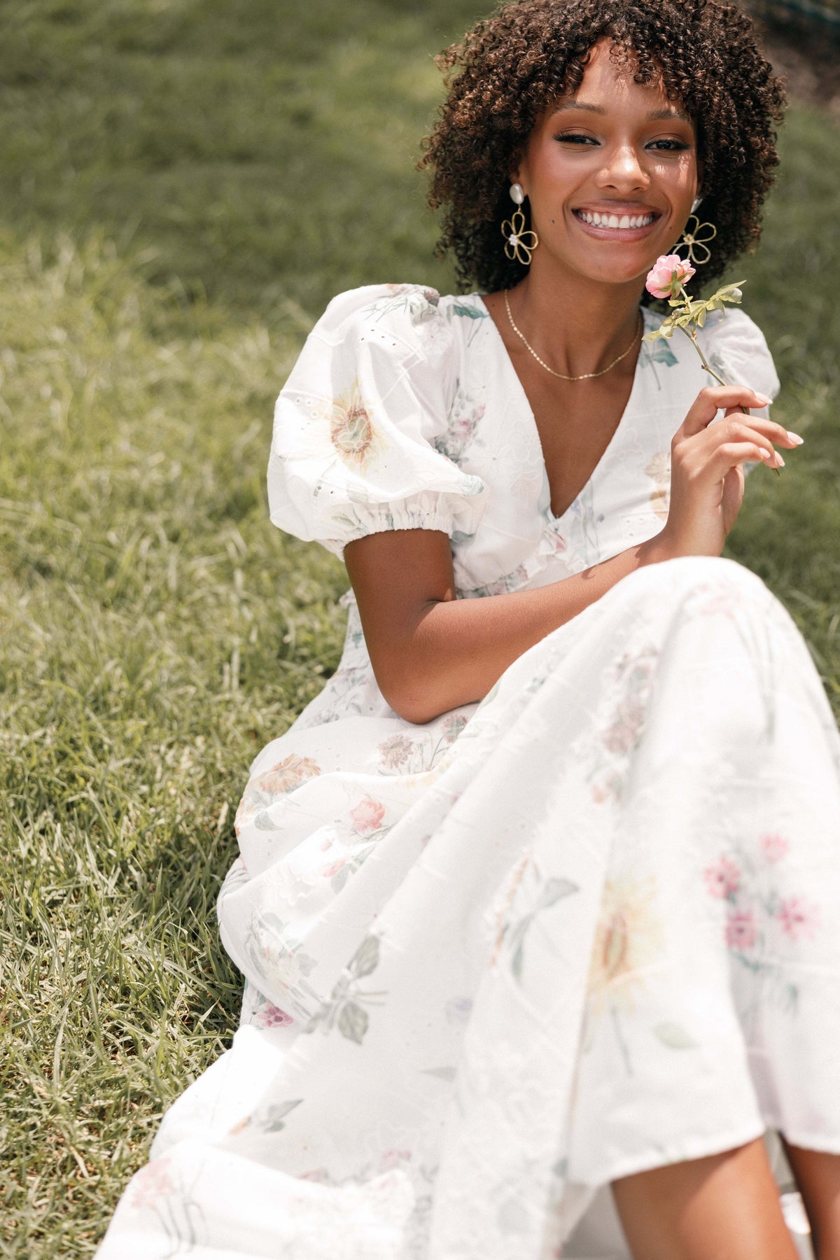 Jemima Puff Shoulder Maxi Dress - Floral - XL - Image 37