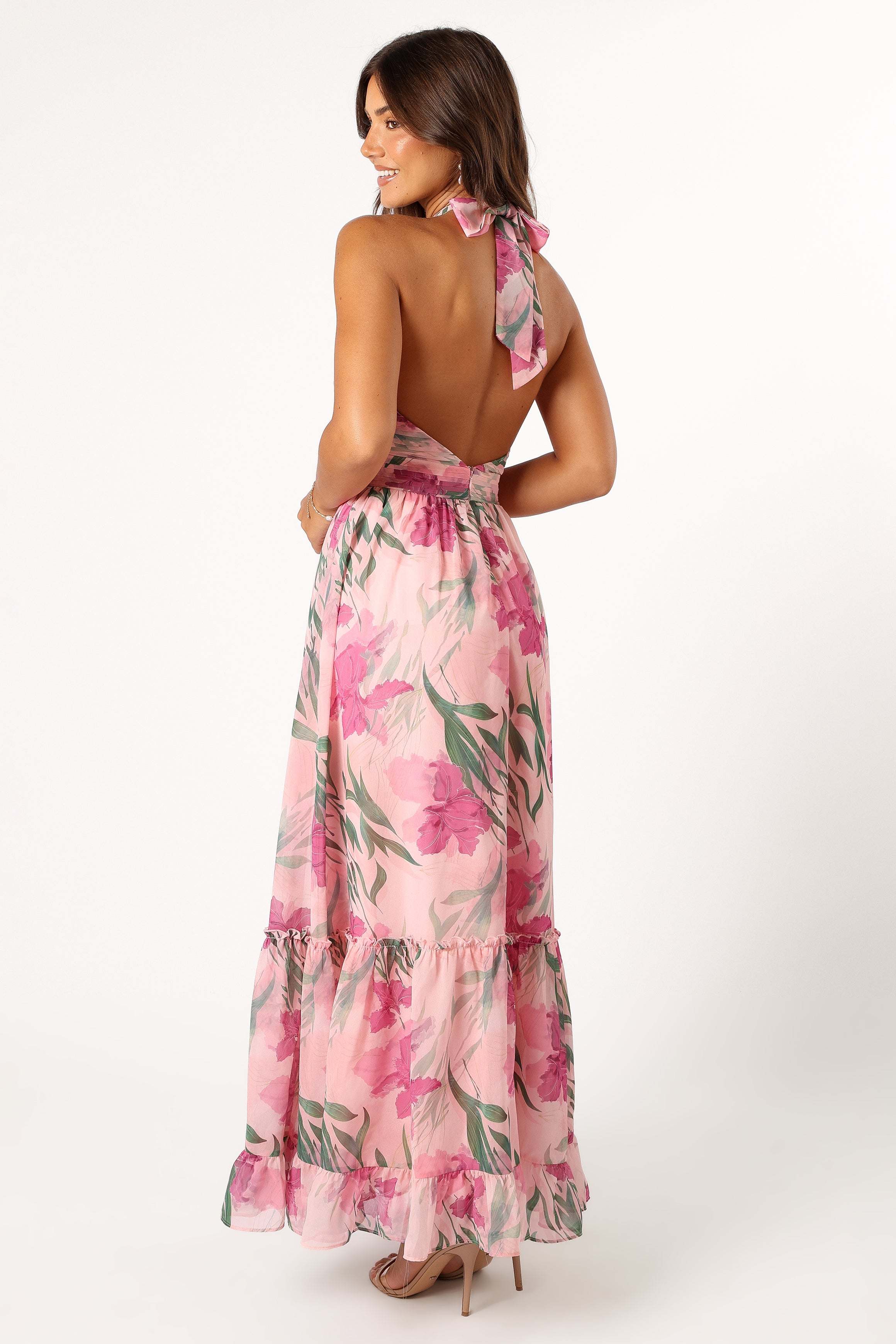 Lennon Halterneck Maxi Dress - Pink Floral - XL - Image 42
