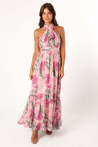 Lennon Halterneck Maxi Dress - Pink Floral - XL - Image 44