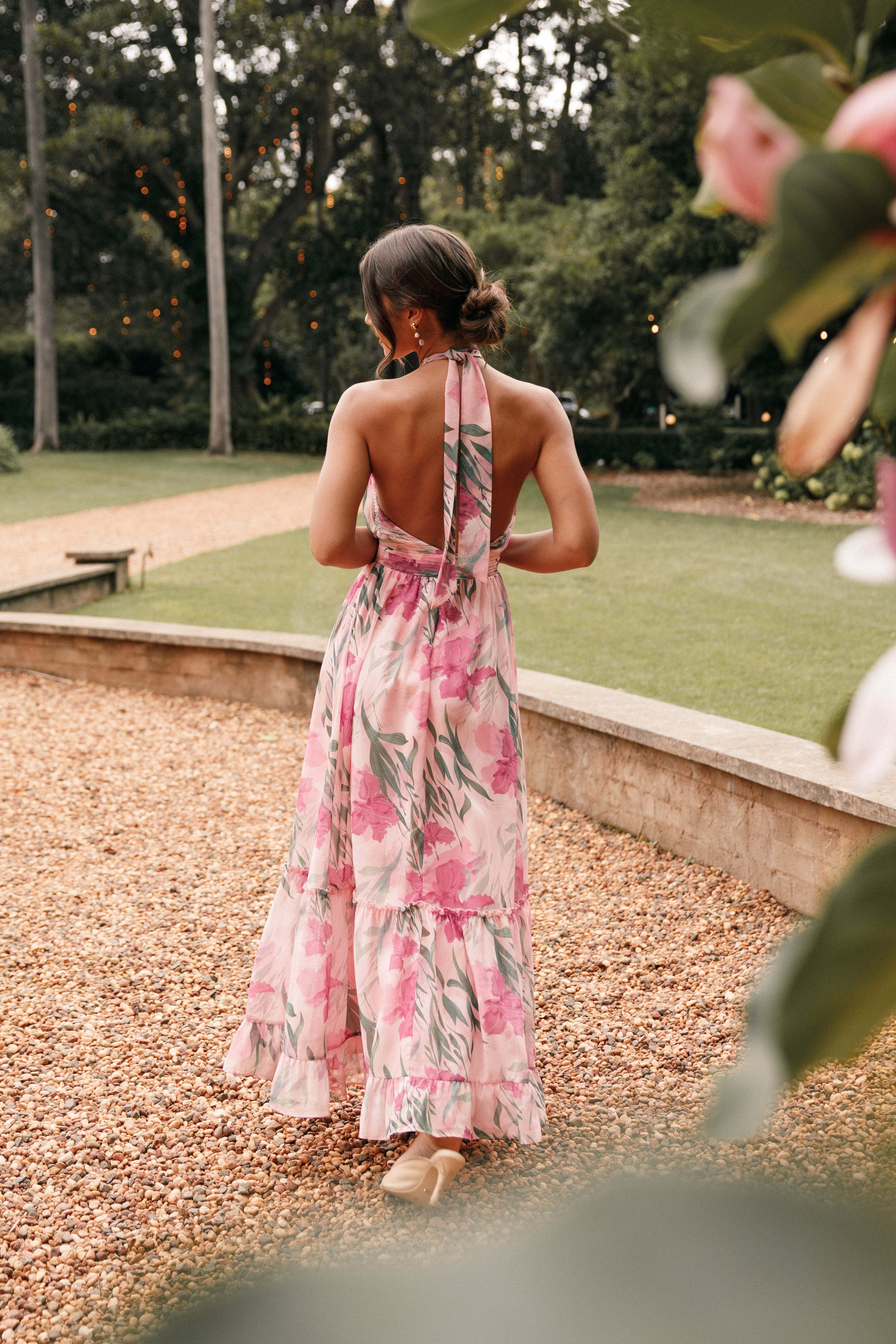 Lennon Halterneck Maxi Dress - Pink Floral - XL - Image 38