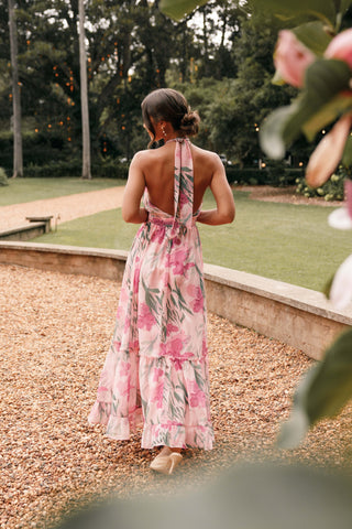 Lennon Halterneck Maxi Dress - Pink Floral - XL - Image 38